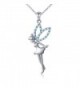 S925 Sterling Silver Fairy with Angel Wings Jewelry Pendant Necklace for Princess Girls Women - CI182WAYY79