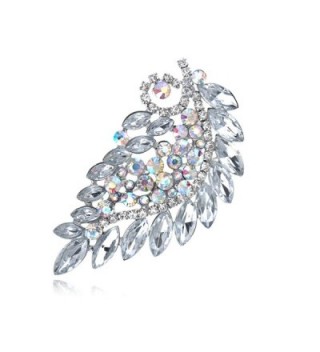 Alilang Clear Bridal Aurora Borealis Rhinestone Crystal Leaf Branch Flower Pin Brooch - C9115DOARVB