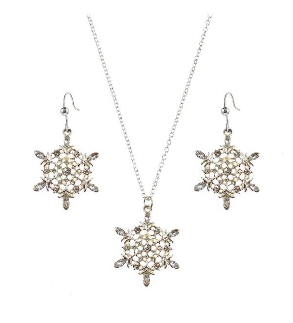 Macy's Holiday Lane Silver-Tone Snowflake Pendant Necklace and Dangle Earring Set - CX11H4JUTRV