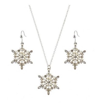 Macy's Holiday Lane Silver-Tone Snowflake Pendant Necklace and Dangle Earring Set - CX11H4JUTRV