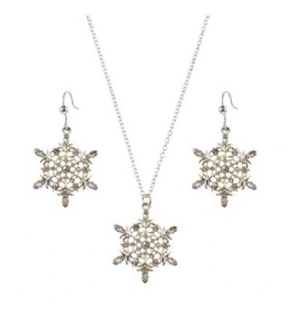 Macy's Holiday Lane Silver-Tone Snowflake Pendant Necklace and Dangle Earring Set - CX11H4JUTRV