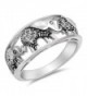 White CZ Filigree Elephant Ring .925 Sterling Silver Bali Bead Band Sizes 4-10 - C0182YLOZOE