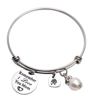 Remember I Love You Mom Gift for Mom Mother Bangle Bracelet Family Tree Charm bracelets for Women - White - CI1895OW3YU