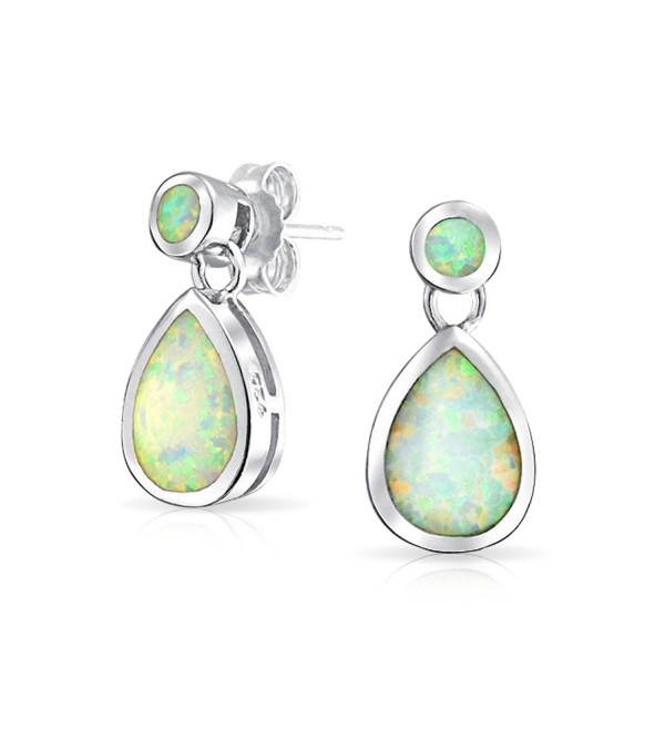 Bling Jewelry Synthetic White Opal Teardrop Sterling Silver Dangle Earrings - CH11JU10GOH