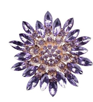 SANWOOD Women Fashion Rhinestone Flower Wedding Bridal Bouquet Brooch broaches Pin breastpin (Purple) - CJ182OHIZG9