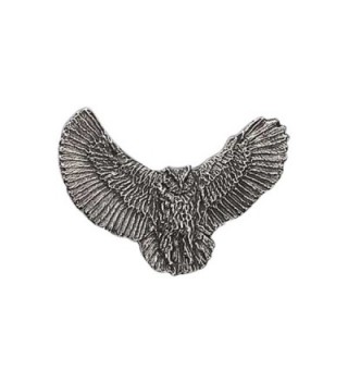 Creative Pewter Designs- Pewter Great Horned Owl Full Body Handcrafted Bird Lapel Pin Brooch- B067 - CK122XIM37L