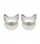 Wicary Cat Earrings Sterling Silver Cultured Freshwater Pearl Stud Earrings - Earrings - CT126NG0USD