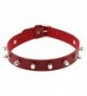 Women's Vintage Punk Goth Studded Rivet Pu Leather Choker Necklace Red - CL12NGGQXM2