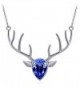 BestWare Women's Fashion Jewelry Crystal Deer Pendant Elk Pendant Necklace Cute Animal Necklace - Blue - CN182ZE9GCX