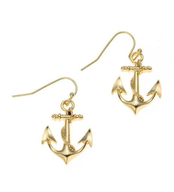 Goldtone Anchor Fishhook Earrings - C911IKBD8K7