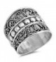 Bali Bead Wide Fashion Ring New .925 Sterling Silver Thin Band Sizes 5-12 - CX12BDSRWRX
