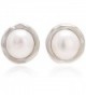  Birth Of Pearl  Colored Pearl and Handmade Clam Holder With Silver Rhodium Plated Earrings - WHITE - CA186S92G23