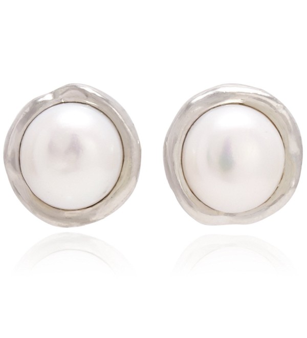  Birth Of Pearl  Colored Pearl and Handmade Clam Holder With Silver Rhodium Plated Earrings - WHITE - CA186S92G23