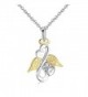 Gold Plated Wings Angel Necklace with Crystal Open Your Heart Sterling Silver Women Jewelry - CD188T379I4