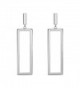 LILIE&WHITE Women Oblong Metal Geometric Rectangle shape Drop Dangle Earrings For Women - Imitation Rhodium - C117YIAD5DX