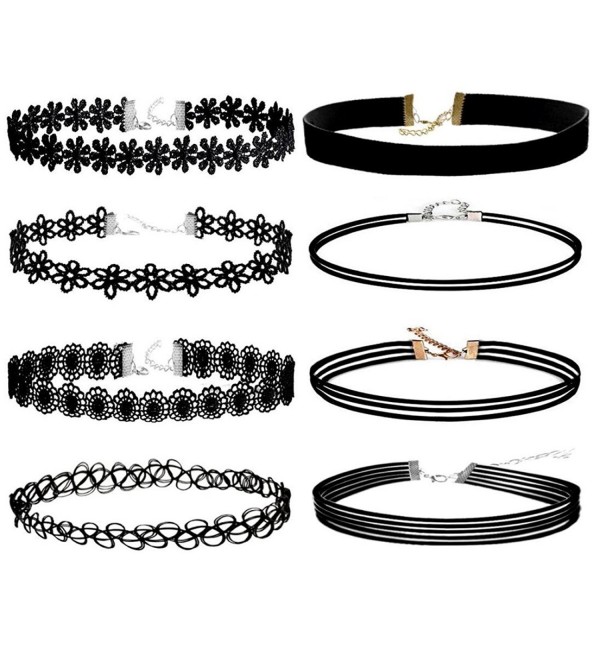 Anboo One Set Vintage Choker Necklace Stretch Velvet Classic Gothic Tattoo Lace Choker - C512NGI1MDR