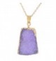 MJARTORIA Gold Color Purple Bezel Raw Stone Healing Power Pendant Druzy Necklace - CG126LC13EJ