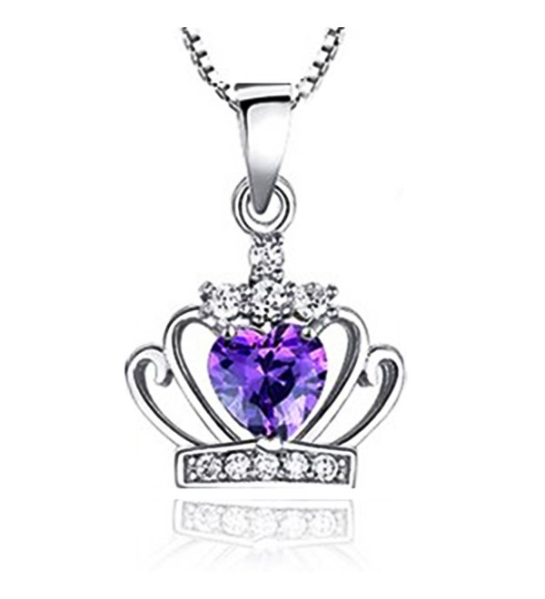 Sephla"My Princess" Heart Shape Crystal Princess Crown Pendant Necklace - C012DR6LGNP