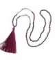 KELITCH Natural Pearl Crystal Beaded Necklace Handmade Long Tassels Pendants New Fashion Charm Jewelry - Rose Red - C012GUK79G3