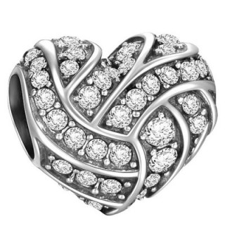 SOUFEEL White Heart Shaped Charm 925 Sterling Silver Charms Fit European Bracelets Love Gift - C81253JU9OL