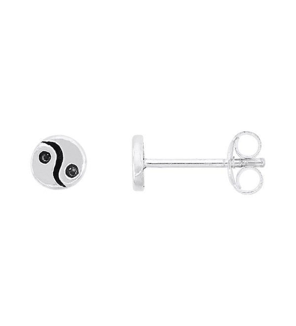 Tiny Sterling Silver Yin yang Stud Earrings 1/4 inch - CS111B2DLFT