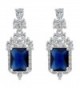 EleQueen Sterling Zirconia Victorian Earrings - Sapphire Color - CF129J4V8HN