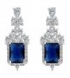 EleQueen Sterling Zirconia Victorian Earrings - Sapphire Color - CF129J4V8HN