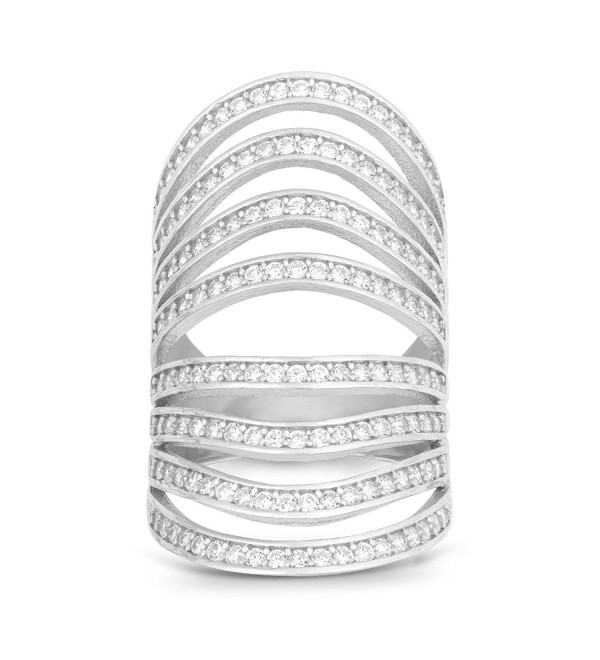 Sterling Silver Channel Set CZ Multi-Row Long Ring - CQ11MQOCYPJ