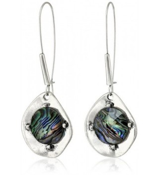 Robert Lee Morris Soho "Blue Dimension" Abalone Faceted Bead Sculptural Long Drop Earrings - C911S4AKTYV