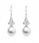 YFN 925 Sterling Silver Simple Polished Good Luck Celtic Knot Pearl Dangles Fishhook Earrings - CG188CZLGHH