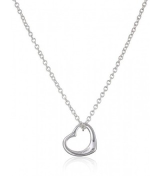 Sterling Silver Floating Heart Pendant Chain Necklace (w/Box Chain) - CI11IV9LQ6B