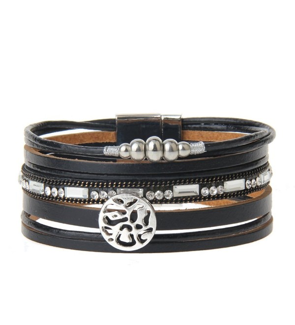 Black Geniune Leather Cuff Bracelet - Black leather bracelet - CD18800QZSZ