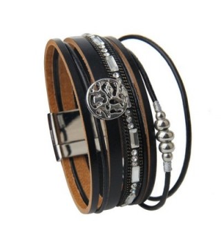 Black Geniune Leather Cuff Bracelet in Women's Wrap Bracelets