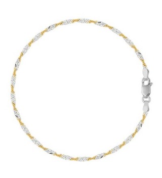 White And Yellow Singapore Style Chain Anklet In Sterling Silver - CX119T8AADV