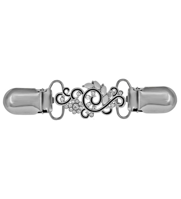 Evelots Genoveva Swirl Sweater Clip- Cardigan Collar Clip- Silver - C8185DLGEND