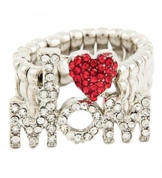 I Love Mom Stretch Ring BQ Red Heart Clear Crystals - C5110TTE1IL