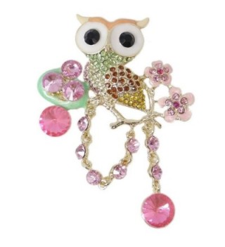 EVER FAITH Austrian Crystal Enamel Adorable Flower Owl Bird Nest Baby Egg Brooch - Pink - CJ11FEJW935