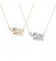 Lux Accessories Silver Tone Gold Tone BFF Best Friends Elephant Necklace Set 2pc - CR184D34G9I