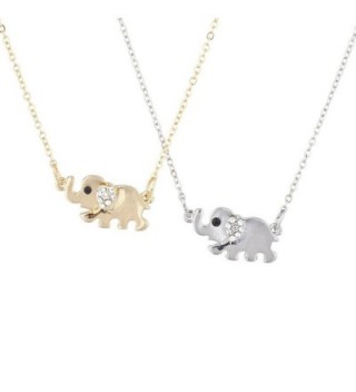 Lux Accessories Silver Tone Gold Tone BFF Best Friends Elephant Necklace Set 2pc - CR184D34G9I