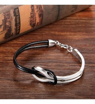 Cupimatch Stainless Leather Infinity Bracelet
