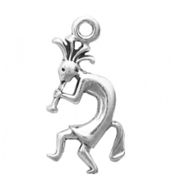 Sterling Silver Mini Flute Playing Kokopelli Facing Left Charm - CR11BEFO7UB