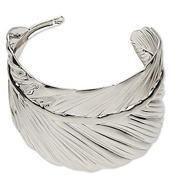 Feather Bracelet-Silver Color Finished Steel Adjustable Cuff Feather Bracelet for Teen Girls-Women - CK11B0KI9JZ