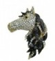TTjewelry Classical Horse Rhinestone Crystal Animal Brooch Pin - Black Gold-tone - CK124Y3N1H9