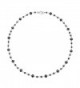 Sterling Silver 3-5.5mm Cultured Freshwater Pearl Station Chain Necklace- 18" - Black - C211CRP7M7R
