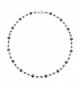 Sterling Silver 3-5.5mm Cultured Freshwater Pearl Station Chain Necklace- 18" - Black - C211CRP7M7R