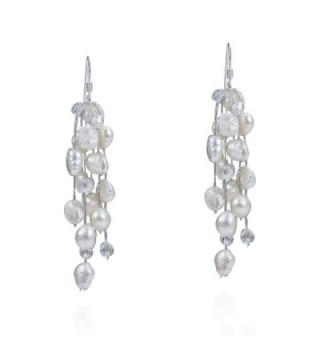 Striking Waterfall Cultured Freshwater White Pearls .925 Sterling Silver Hooks Earrings - CL11V23FSDF
