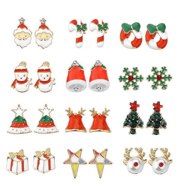 Women Christmas Earring Stud Hypoallergenic - C3187ET8QSZ