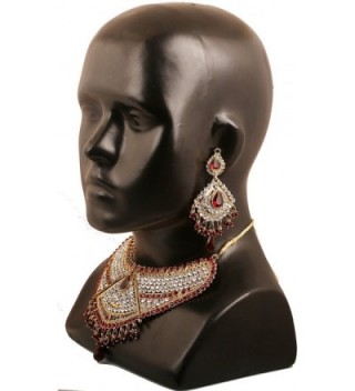 Touchstone bollywood ruby rhinestones jewelry necklace in Women's Jewelry Sets