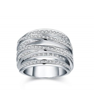 Platinum/Yellow Gold-Plated Spiral Ring with Zirconia Crystal Pave - CR12KGDORQP