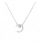 Wristchie Jewelry S925 Sterling Silver Moon Star Cubic Zirconia Pendant Necklace 18"+2" - silver - CY12NUHLNTK